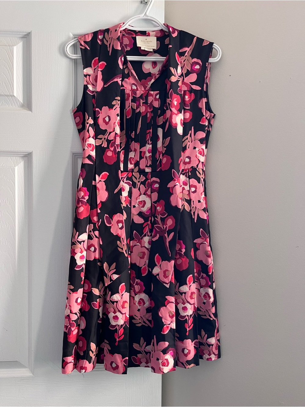 kate spade Navy Floral Midi Dress with Pink Blooms